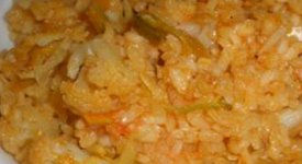 Paella de bacalao y coliflor