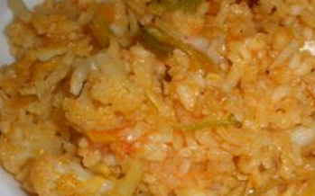 Paella de bacalao y coliflor